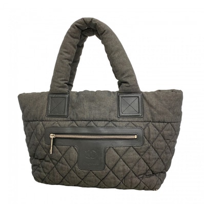 【6dd5415-k】シャネル トートバッグ コココクーン デニム ブラック シルバー金具【中古】レディース