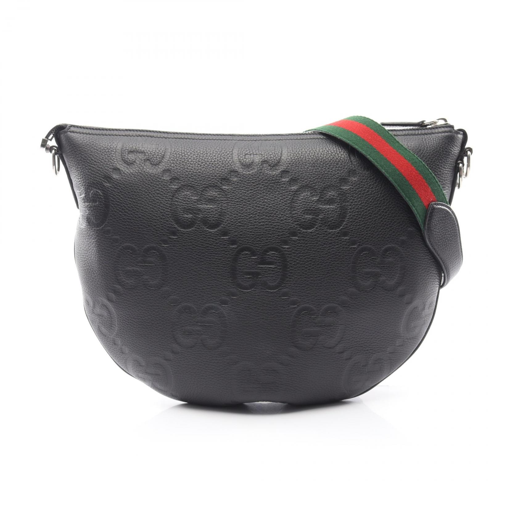 グッチ GUCCI ジャンボGG B シェリーライン ショルダーバッグ バッグ レザー レディース ブラック系 801887 【中古】