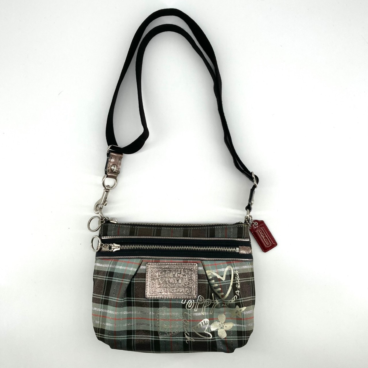 COACH(コーチ) ポピー グラフィティ加工 ショルダーバッグ グレーチェック