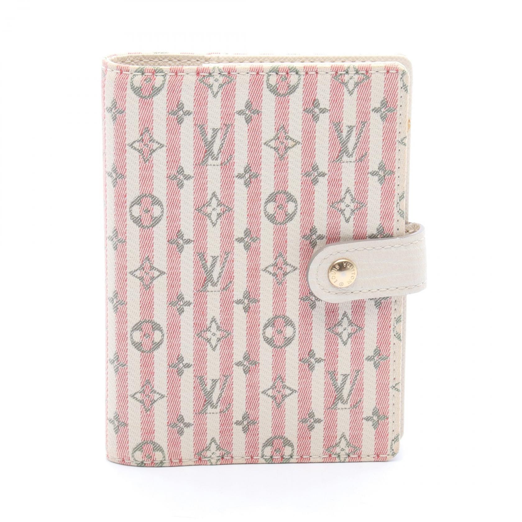 ルイ・ヴィトン LOUIS VUITTON アジェンダPM 手帳カバー アクセサリー キャンバス レザー モノグラム・ミニ・ラン ピンク レディース アイボリー系 / ピンク系 R20917 【中古】