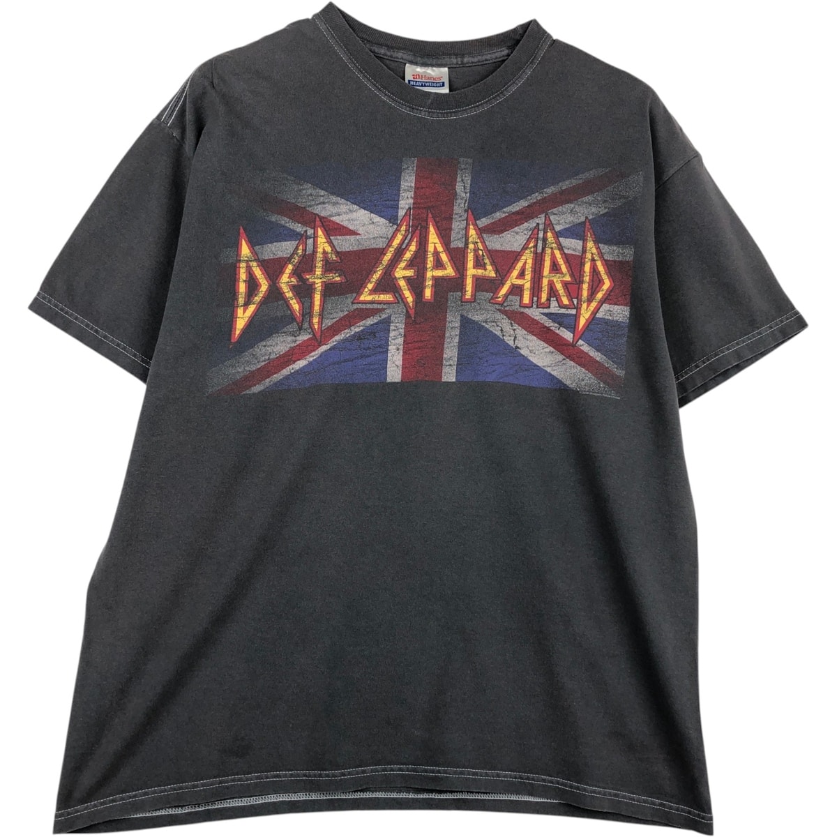 古着 ヘインズ Hanes HEAVYWEIGHT DEF LEPPARD デフレパード ユニオンジャック バンドTシャツ バンT メンズL相当/eaa647059