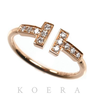 TIFFANY&Co. ティファニー K18PG ピンクゴールド Tワイヤー リング・指輪 ダイヤモンド 11.5号 2.3g レディース【中古】