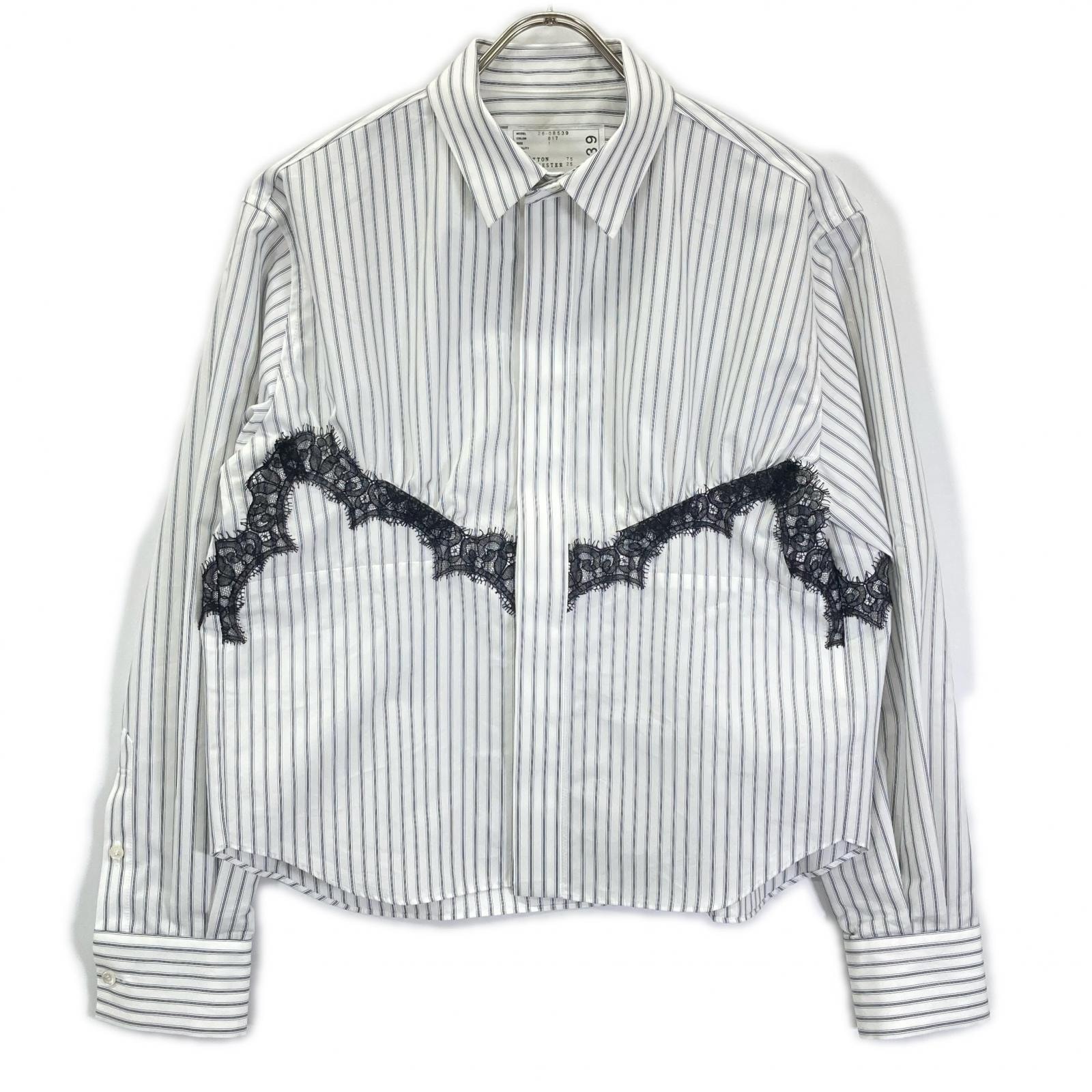 サカイ 26SS 26-08539 ホワイト ストライプ レース Poplin Shirt シャツ 1