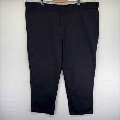 古着 ディッキーズ Dickies パンツ チノパン スラックス ワーク ジッパーフライ ワンポイント ストレート W50 L32 ブラック系 メンズ