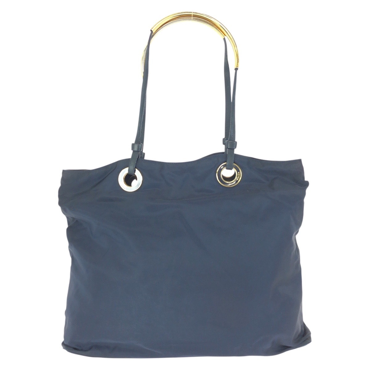 PRADA プラダ テスート 三角ロゴプレート ネイビー ゴールド金具 ナイロン トートバッグ ショルダーバッグ 602332 【中古】