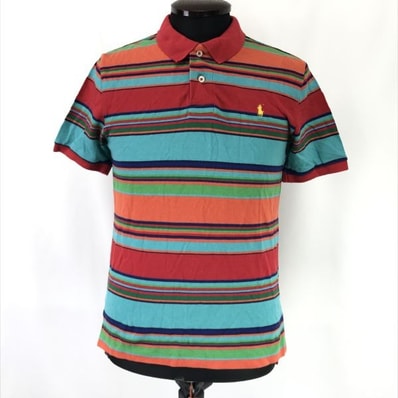 Polo by Ralph Lauren★カラフルボーダー柄/半袖ポロシャツ【TEEN160/メンズS相当】日本正規代理店タグ/Tops/Shirts◆cBH766-b