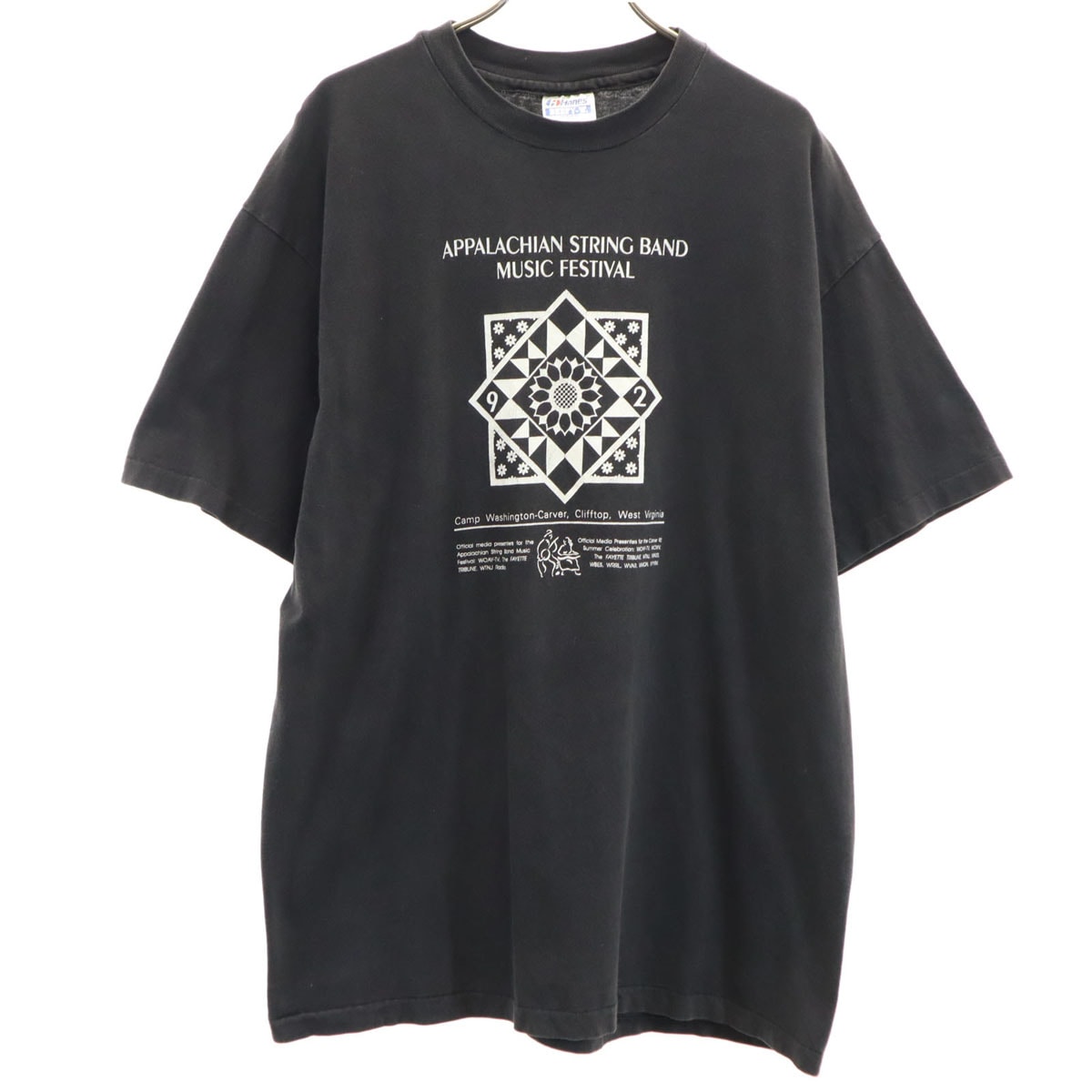 Hanes ヘインズ 90s USA製 オールド 音楽祭 半袖 Tシャツ L ブラック シングルステッチ