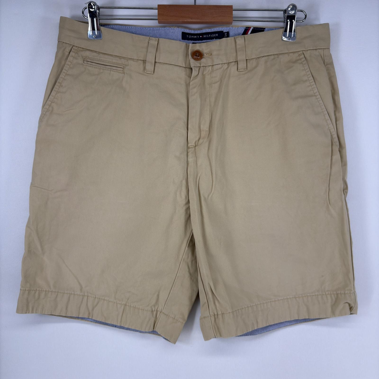 古着 トミーヒルフィガー TOMMY HILFIGER ショートパンツ ワンポイントロゴ チノパン ハーフパンツ w34  ベージュ メンズ