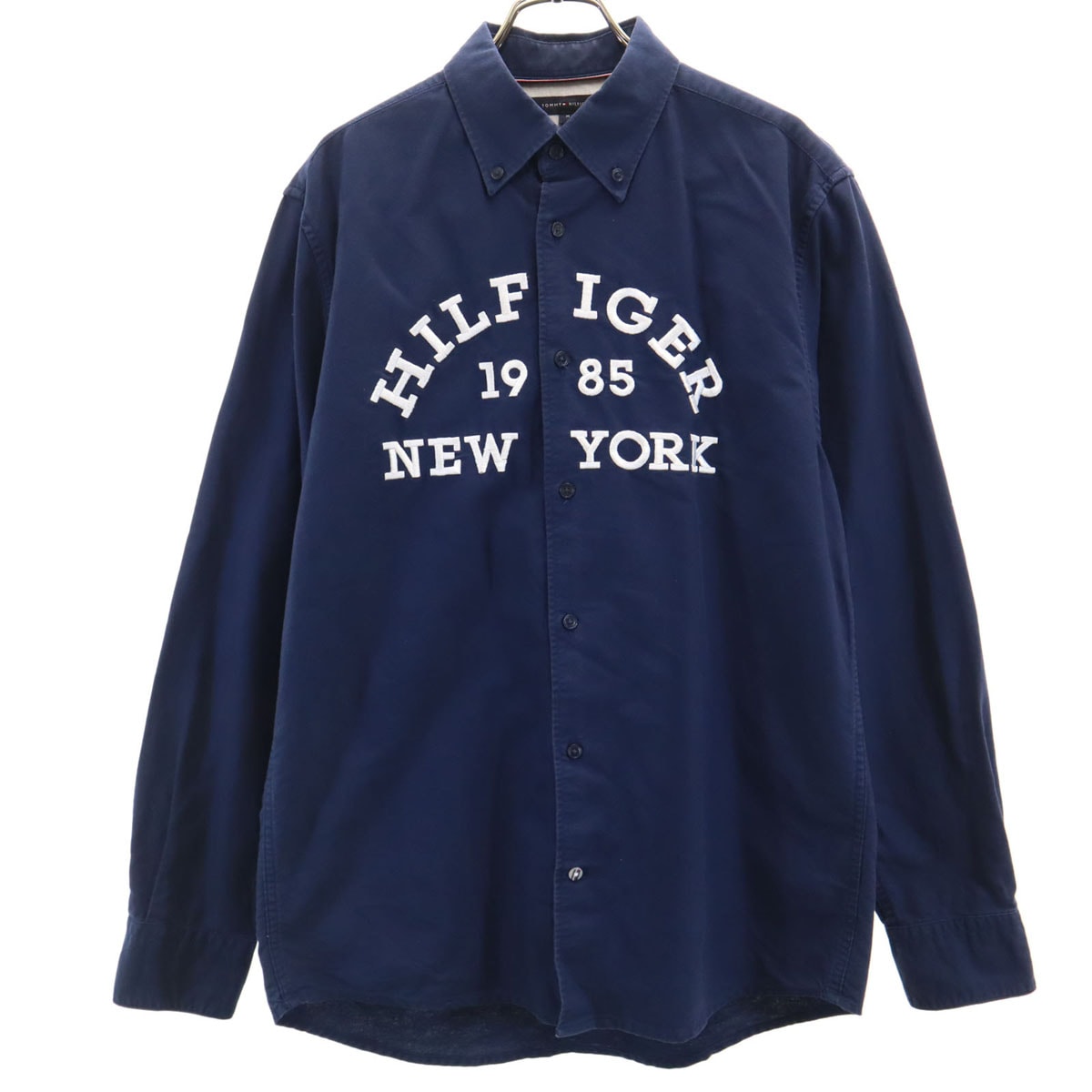 TOMMY HILFIGER トミーヒルフィガー 長袖 ボタンダウンシャツ M ネイビー系
