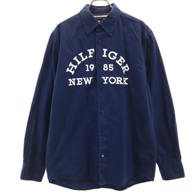 TOMMY HILFIGER トミーヒルフィガー 長袖 ボタンダウンシャツ M ネイビー系