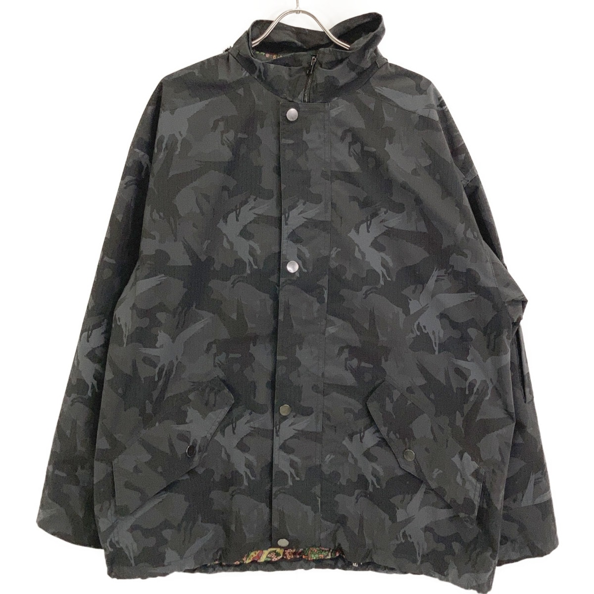 エトロ 221-1S992-1172 ブラック ナイロン カモフラ×ペイズリー フーデッドジップブルゾン M