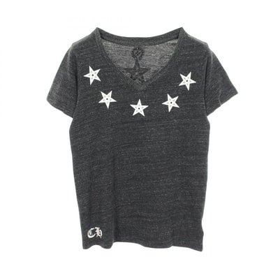 クロムハーツ CHROME HEARTS スタープリント Vネック 半袖Tシャツ 衣料品 トップス コットン ポリエステル メンズ グレー系 【中古】