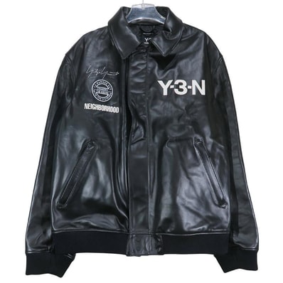 Y-3 x NEIGHBORHOOD Leather Bomber Jacket "Black"