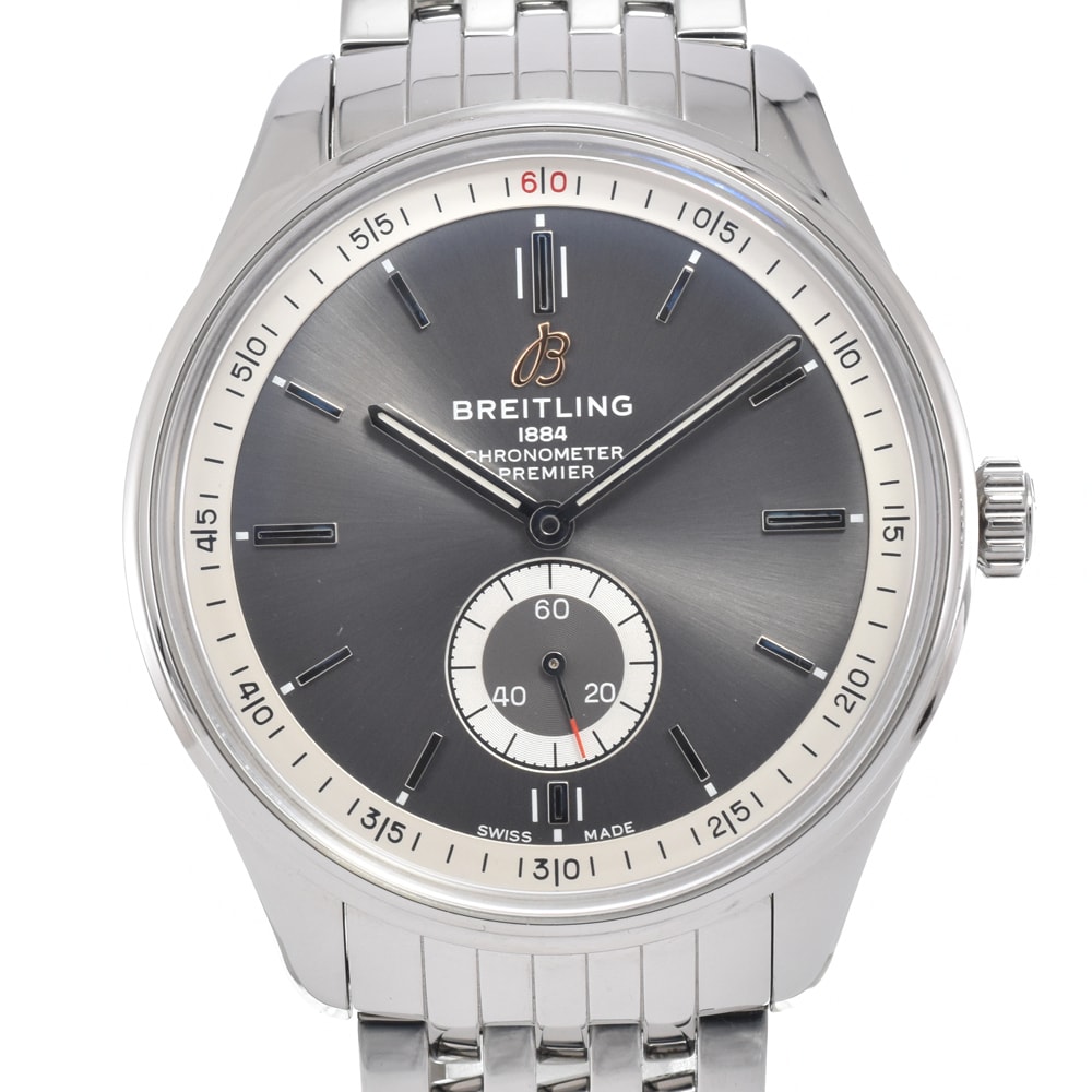 ブライトリング BREITLING A37340 プレミエ グレー 自動巻き メンズ 美品 保証書付き 腕時計 N#151178