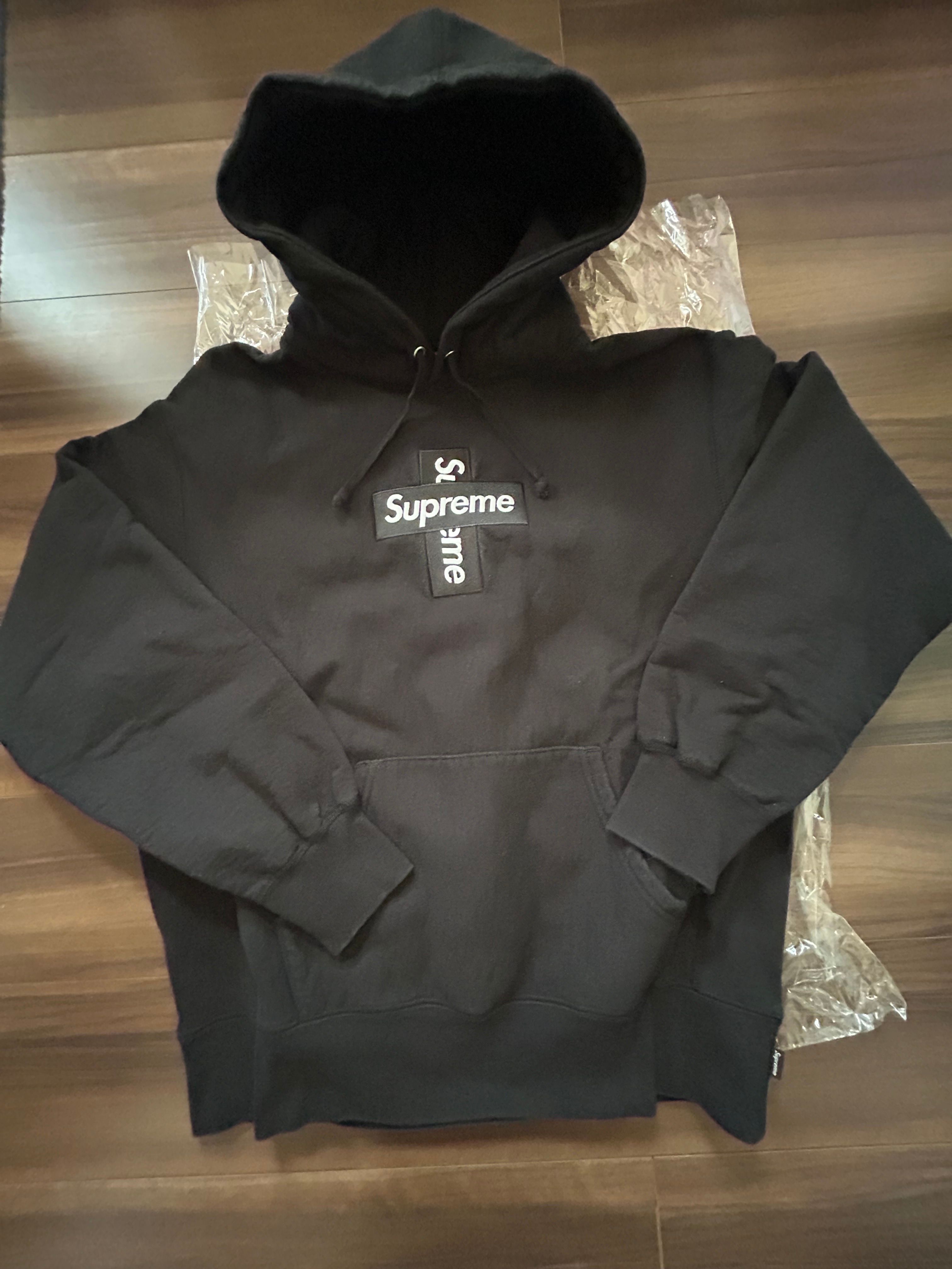 Supreme Cross Box Logo Hooded Sweatshirt "Black"
