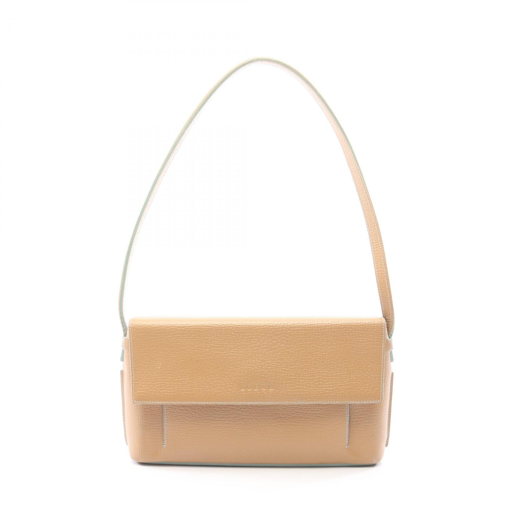 ロエベ LOEWE ロゴ ショルダーバッグ バッグ レザー レディース ベージュ系 【中古】