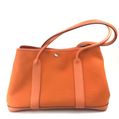 エルメス HERMES ガーデンパーティPM ガーデンパーティ PM カバン ショルダーバッグ 肩掛け トートバッグ トワルオフィシェ/レザー O□刻 フー オレンジ