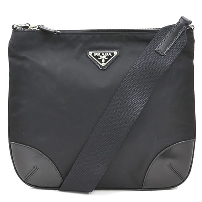 プラダ PRADA ショルダーバッグ ナイロン/レザー ブラック シルバー ユニセックス【中古】 e61254b