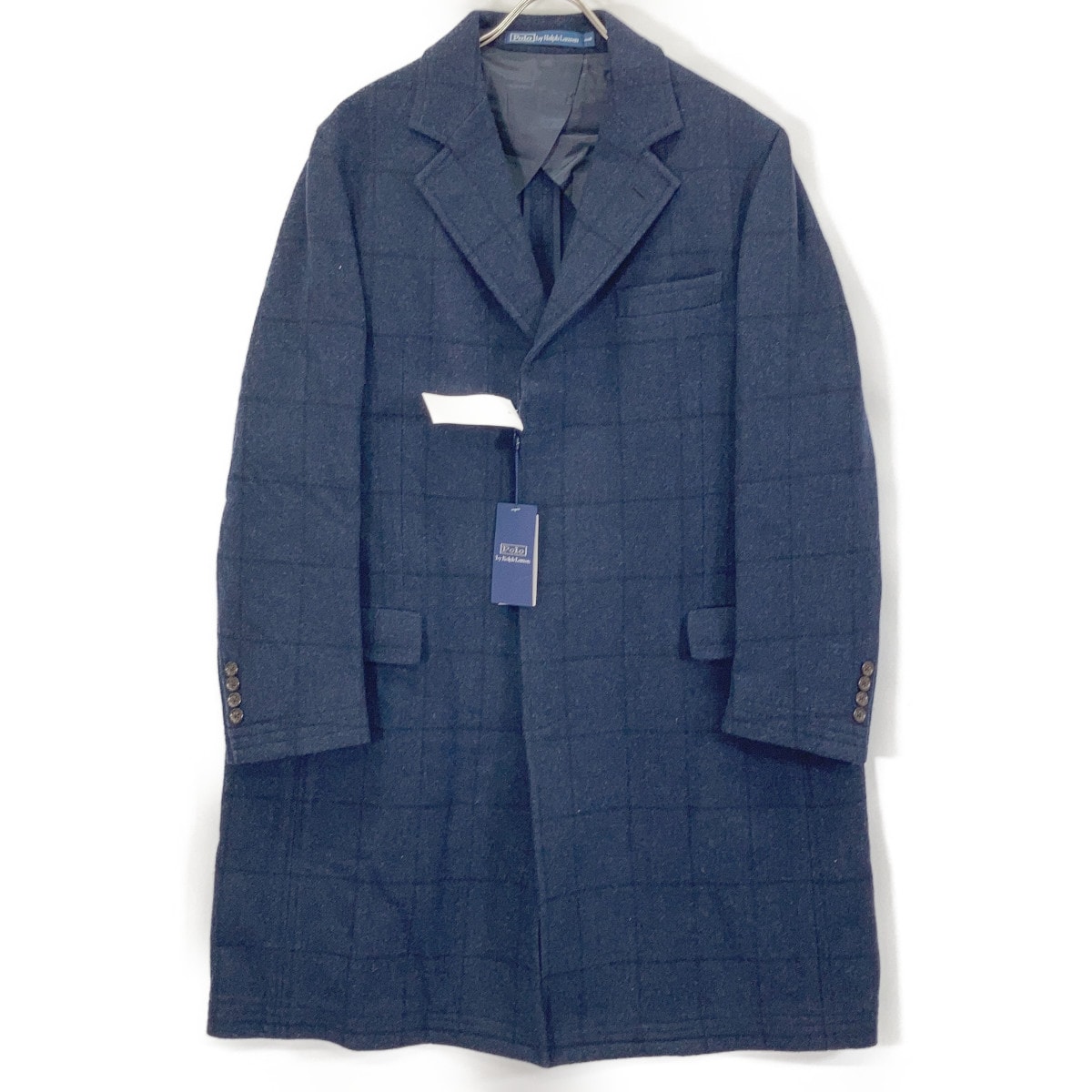 ポロ ラルフローレン ネイビー PS Paddock ウール チェック コート 44R