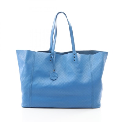 ボッテガヴェネタ BOTTEGA VENETA イントレッチオミラージュ パピヨン トート トートバッグ バッグ レザー レディース ブルー系 【中古】