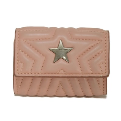 Stella McCartney ステラマッカートニー ステラスター 4連 キーホルダー エコレザー ヴィーガンレザー パステル スナップボタン キルティング アルターナッパ ベビーピンク キーケース 529384 W8214