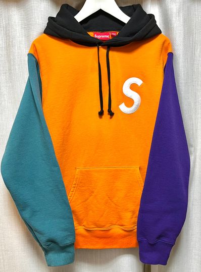 Supreme S Logo Colorblocked Hooded Sweatshirt "Orange"