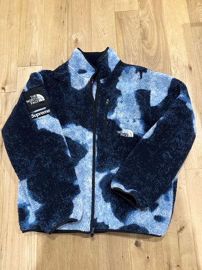 Supreme x The North Face Bleached Denim Print Fleece Jacket "Indigo"