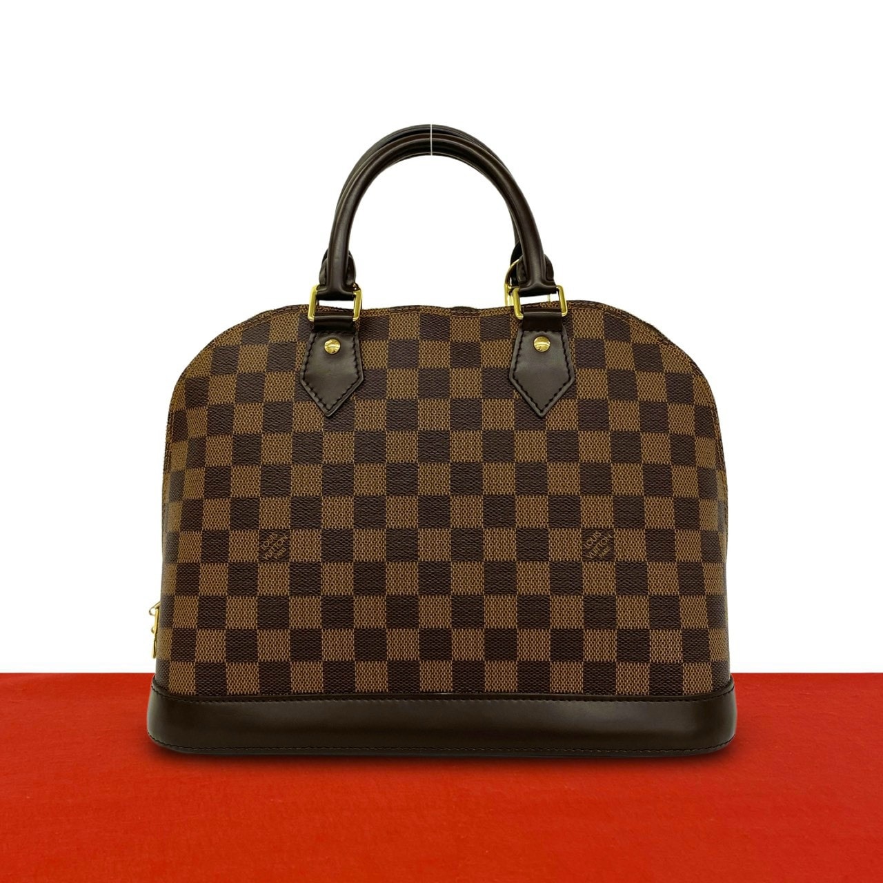 LOUIS VUITTON ルイヴィトン アルマ PM ダミエ レザー PVC ハンドバッグ ブラウン
 19856