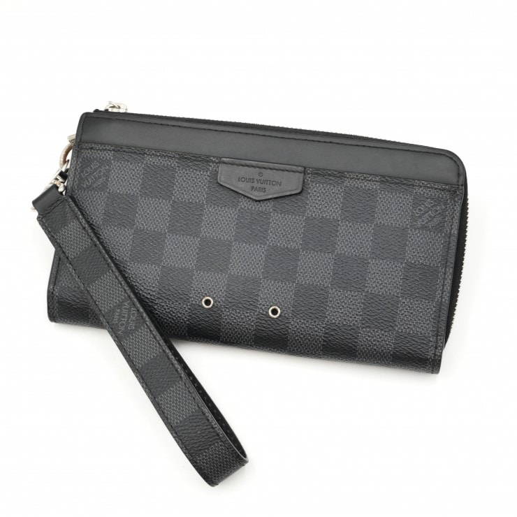 LOUIS VUITTON(ルイ・ヴィトン)ジッピー・ドラゴンヌ 長財布 ダミエ・グラフィット ブラック レザー ストラップ付 M69407【中古】