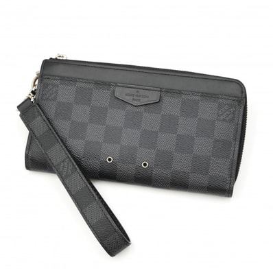 LOUIS VUITTON(ルイ・ヴィトン)ジッピー・ドラゴンヌ 長財布 ダミエ・グラフィット ブラック レザー ストラップ付 M69407【中古】