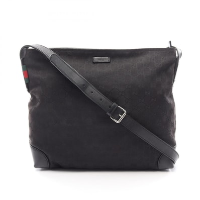 グッチ GUCCI Gキャンバス シェリーライン ショルダーバッグ バッグ キャンバス レザー レディース ブラック系 308930 【中古】