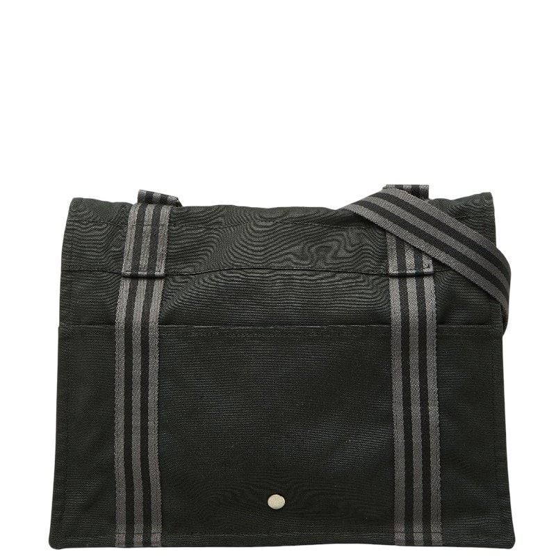エルメス フールトゥ バサス MM 斜め掛け ショルダーバッグ ブラック グレー キャンバス レディース HERMES 【中古】