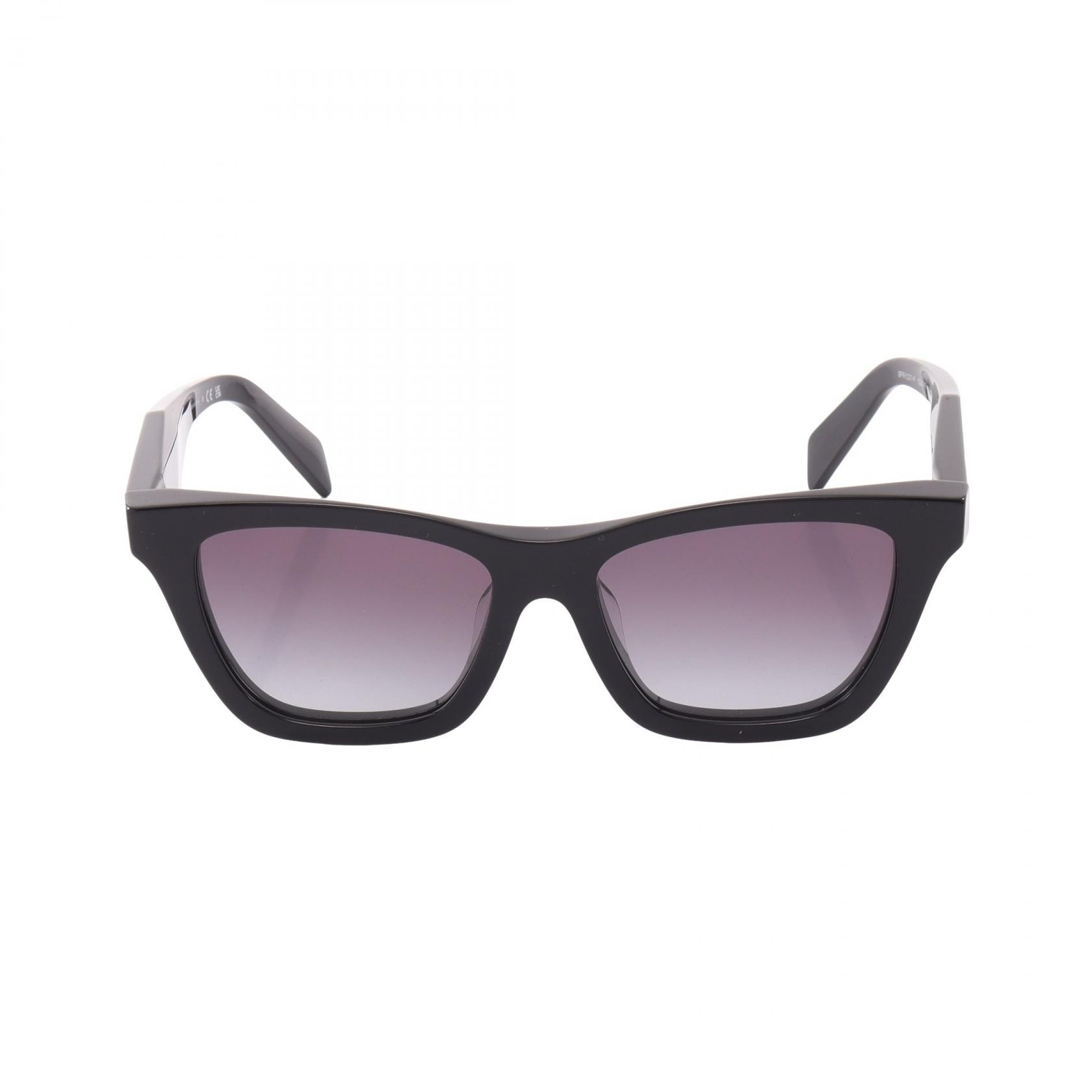 プラダ PRADA ロゴ スクエアフレーム サングラス 衣料品 プラスチック レディース ブラック系 SPR C07-F 【中古】