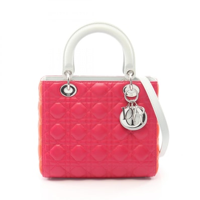 ディオール Dior LADY DIOR レディディオール カナージュ 2WAY ハンドバッグ バッグ レザー レディース ピンク系 / オレンジ系 / ブルー系 【中古】