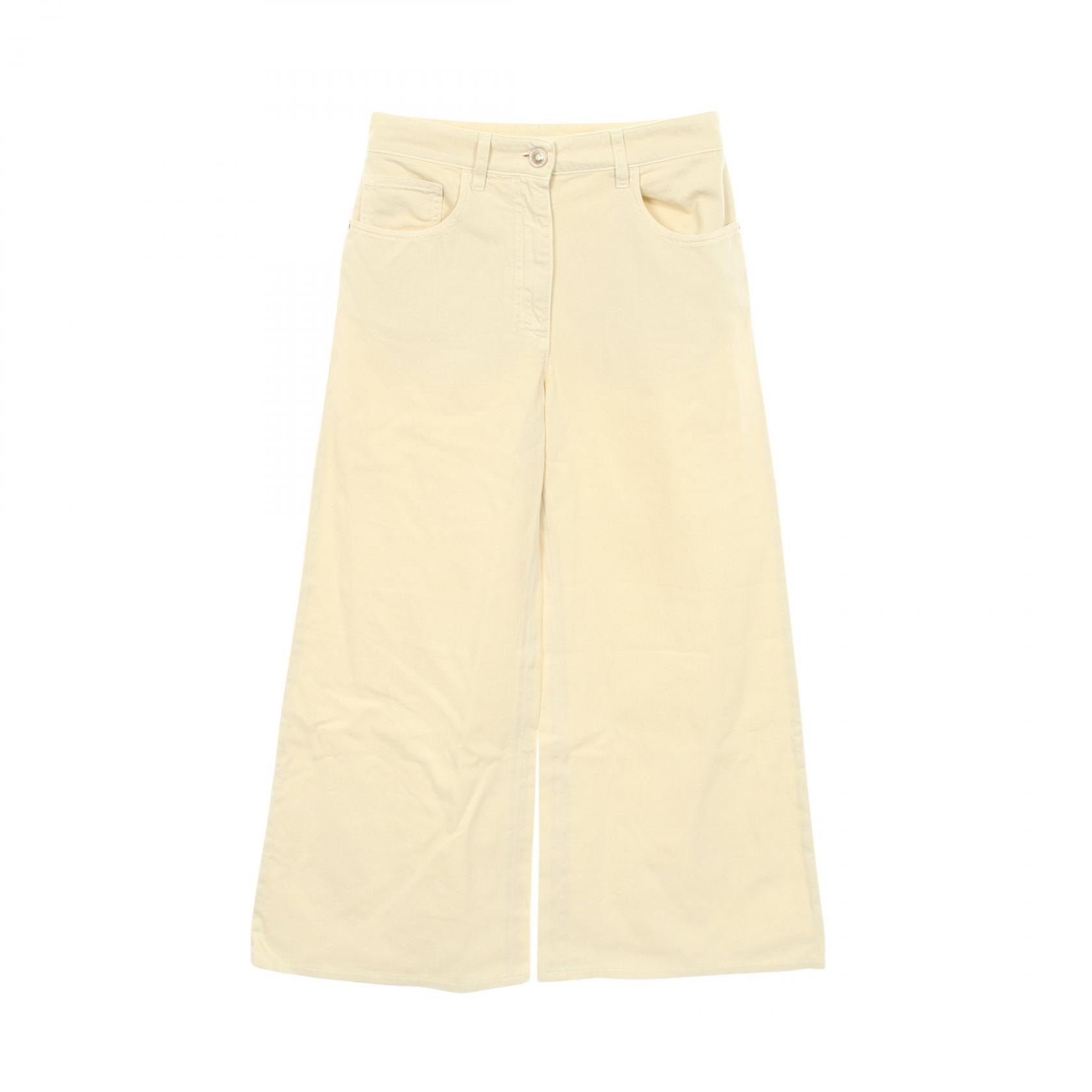 シャネル CHANEL ココマークボタン パンツ 衣料品 ボトムス コットン レディース アイボリー系 P80967V73625 【中古】