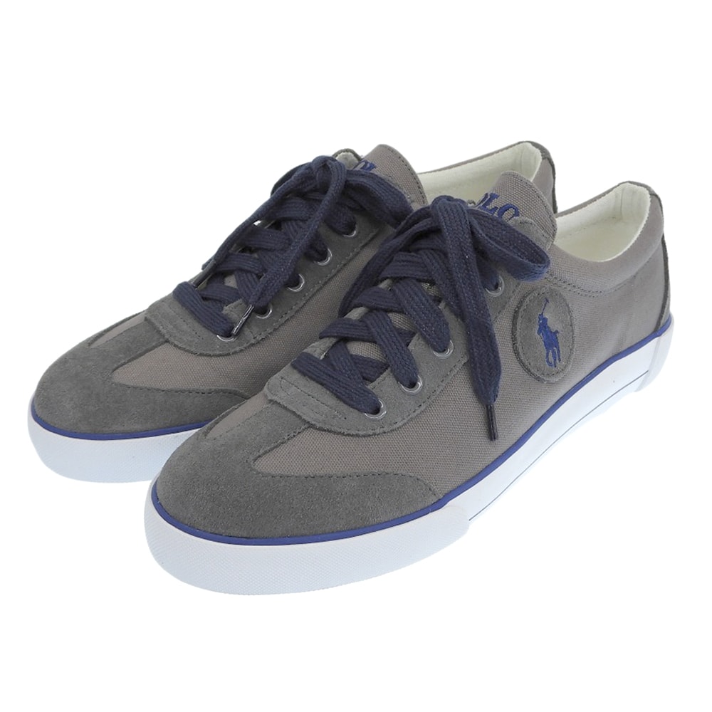 ポロ ラルフローレン 美品 キャンバス×スエード スニーカー シューズ メンズ グレー 9D 9D