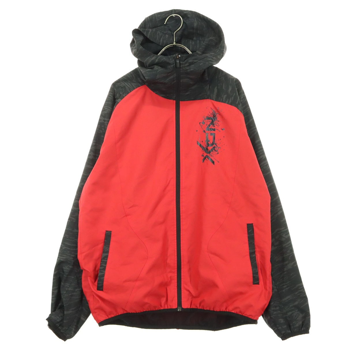 DESCENTE デサント バイカラー 長袖 ナイロンジャケット L レッド系 グレー