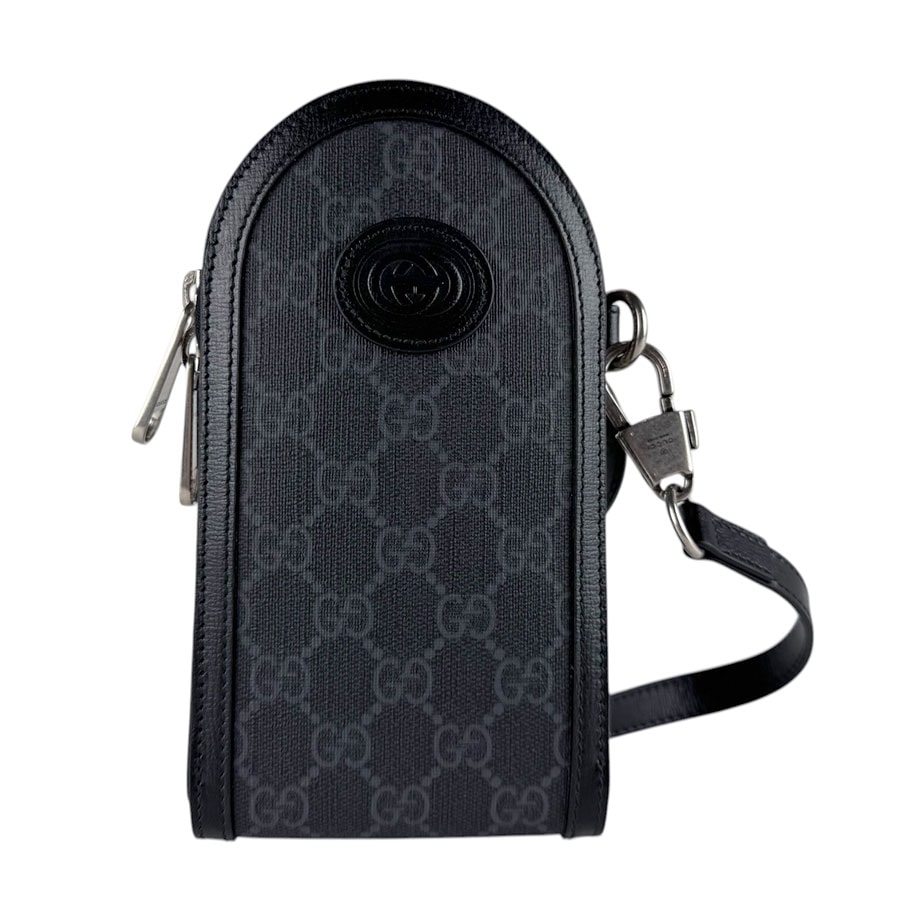 グッチ GUCCI ショルダーバッグ フォンホルダー フォンポーチ GGスプリームキャンバス ブラック ユニセックス 724352【中古】 z9399