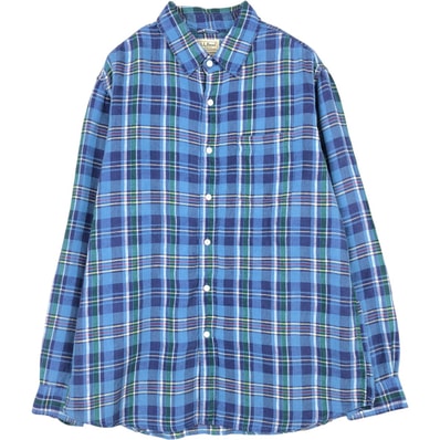 古着 90~00年代 エルエルビーン L.L.Bean SLIGHTLY FITTED チェック柄 長袖 リネンシャツ メンズL相当/eaa676641