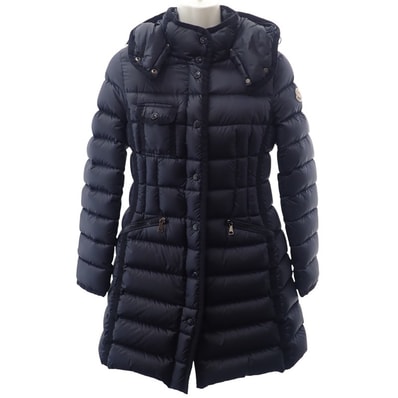 モンクレール MONCLER HERMINE エルミンヌ ロングダウンコート 0 E20934930005 53048 ダウンジャケット ナイロン ダウン90%/フェザー10% ネイビー レディース【中古】【ABランク】