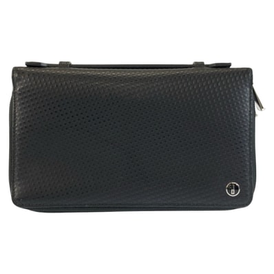美品 Dunhill ダンヒル マイクロディーエイト ブラック 黒 シルバー金具 レザー 長財布 オーガナイザー トラベルケース 603955 【中古】