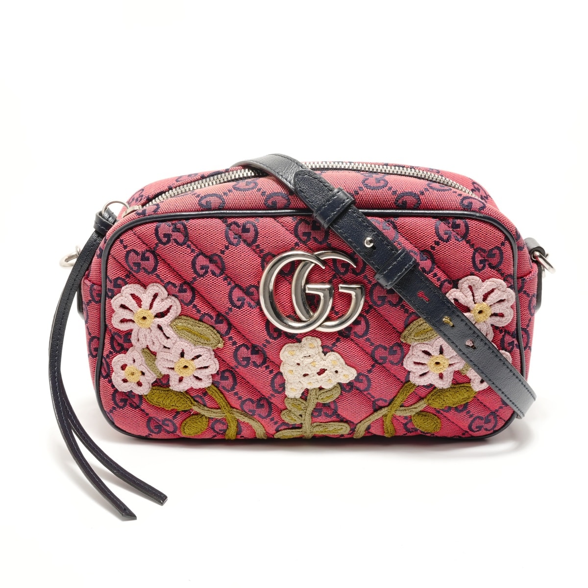 グッチ GUCCI GGマーモント キャンバス 刺繍 チェーン ショルダーバッグ【中古】