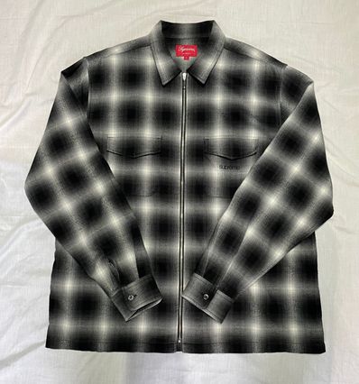 Supreme Shadow Plaid Flannel Zip Up Shirt "Black"