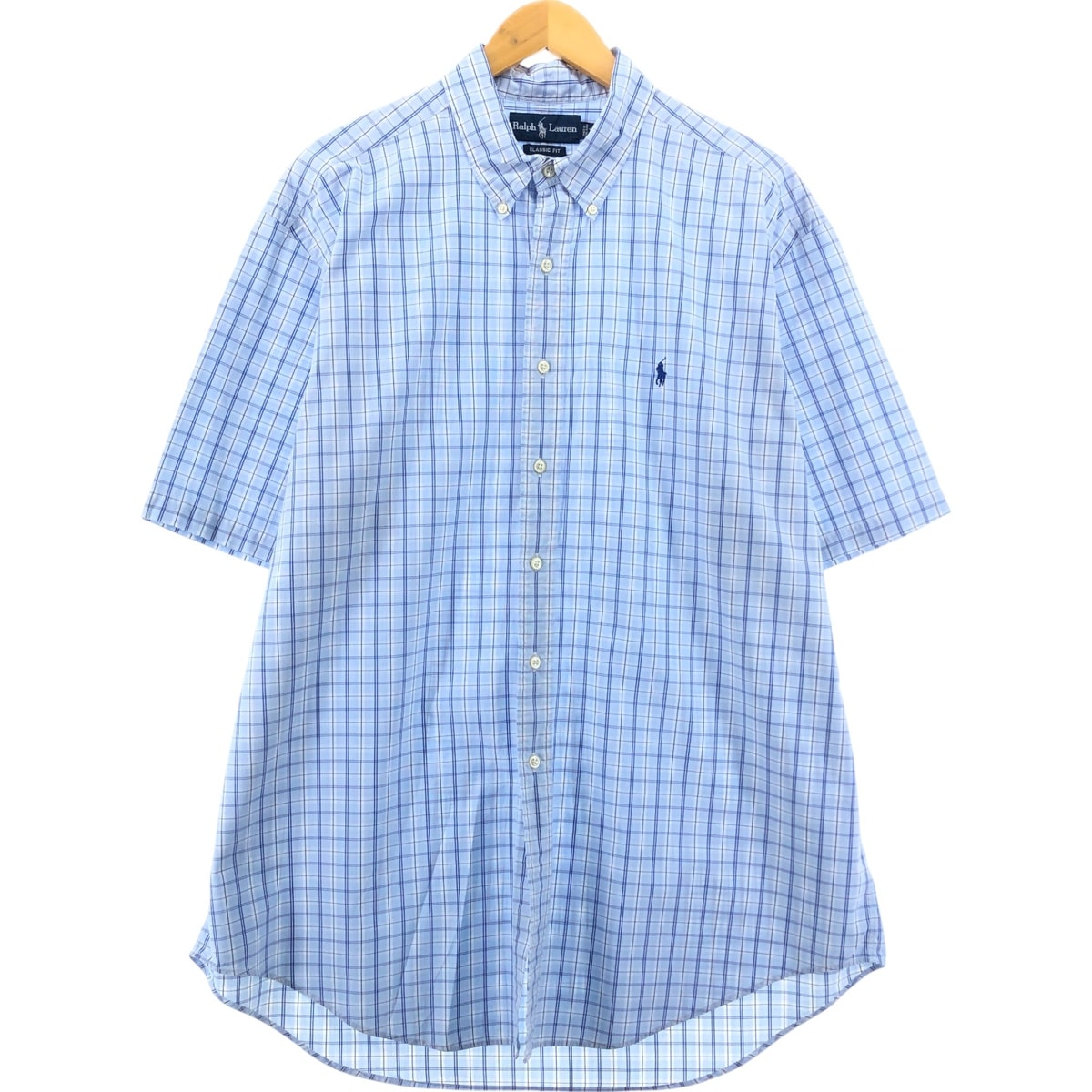 古着 ラルフローレン Ralph Lauren CLASSIC FIT 半袖 ボタンダウン チェックシャツ メンズXL相当/eaa548614