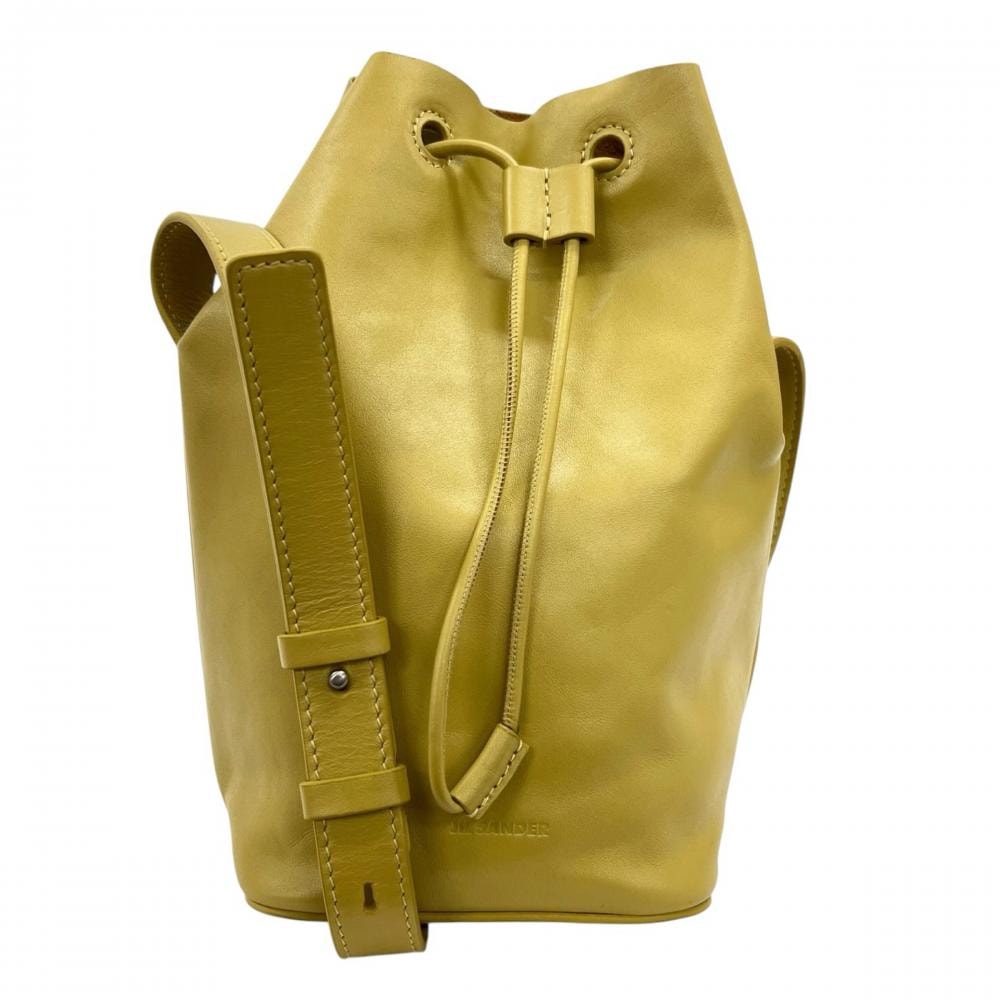JIL SANDER ジルサンダー ショルダーバッグ ドローストリング  ロゴ刻印 JSMU853338 レザー    イエロー レディース【中古品】