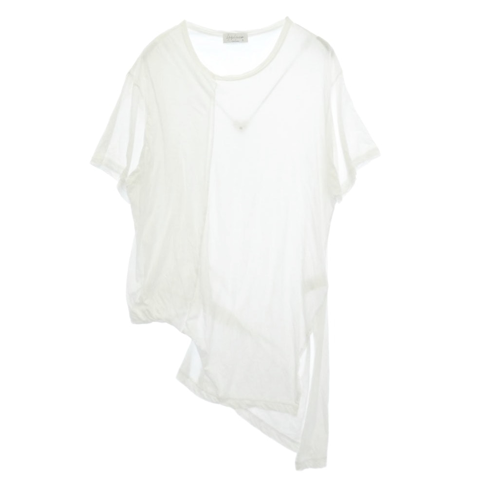 Yohji Yamamoto POUR HOMME ヨウジヤマモトプールオム 23SS HZ-T70-999 DIORAMA天竺 ディオラマ天竺 クルーネック アシンメトリー カットソー 半袖 Tシャツ ホワイト系 3【中古】