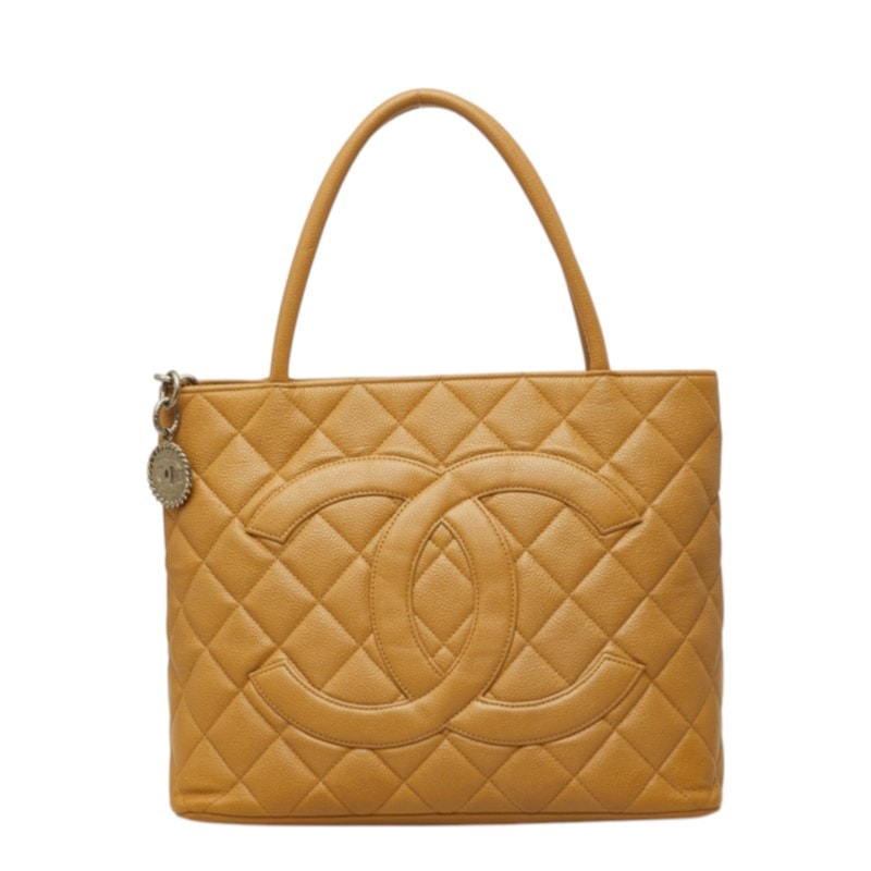 シャネル ココマーク マトラッセ 復刻トート トートバッグ ハンドバッグ ベージュ キャビアスキン レディース CHANEL 中古