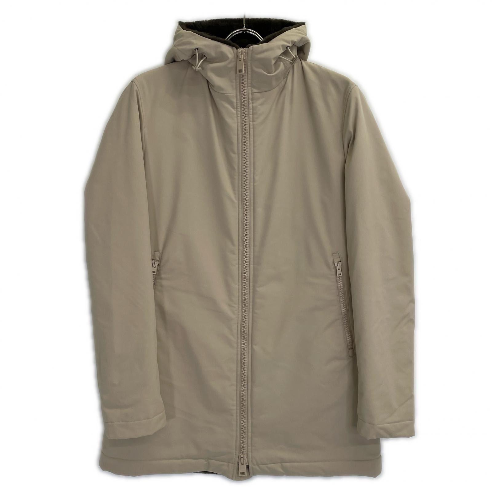 ヘルノ PA0072U 23年 ベージュ エコファーフード付きコート 46