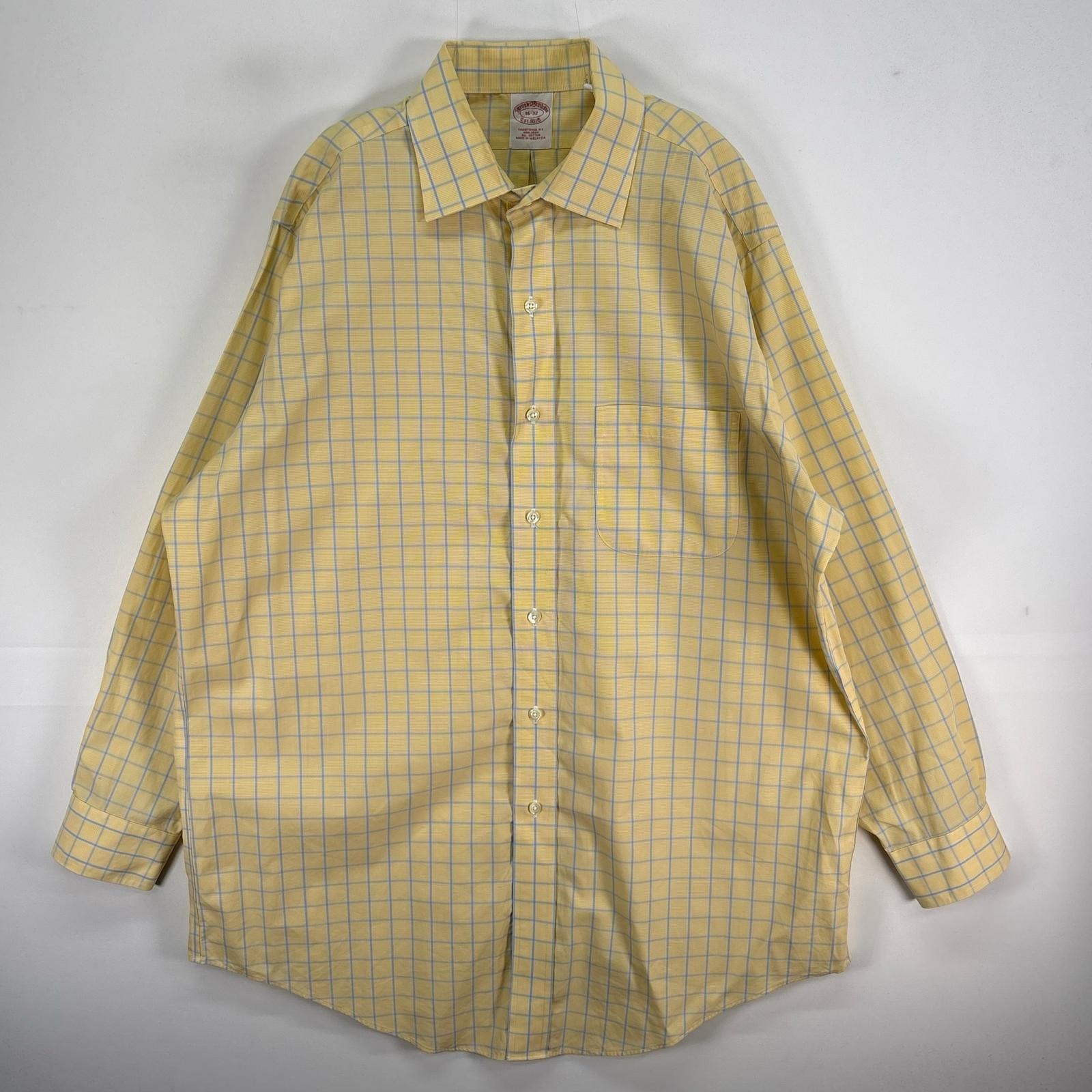古着 ブルックスブラザーズ Brooks Brothers 長袖シャツ チェック カラーステイ TRADITIONAL FIT L イエロー系 チェック メンズ