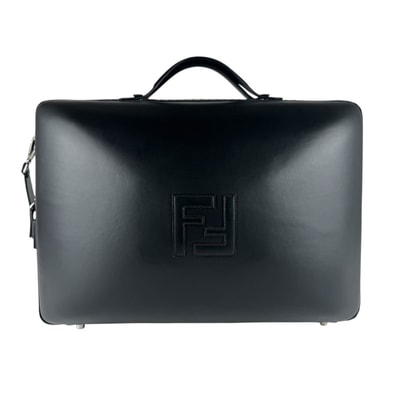 フェンディ FENDI ハンドバッグ ショルダーバッグ スーツケース ラージ レザー ブラック シルバー メンズ 7VV158-AAIW【中古】 z9238